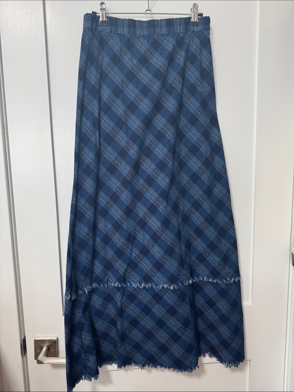 Blue Plaid Maxi Skirt - Women
